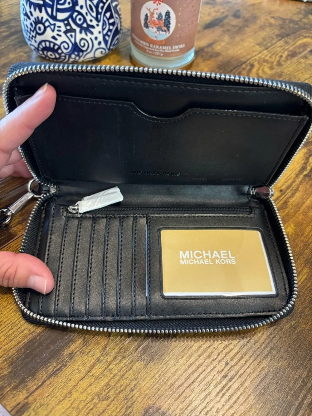 Michael Kors Silver Metallic Embossed Wristlet Wallet